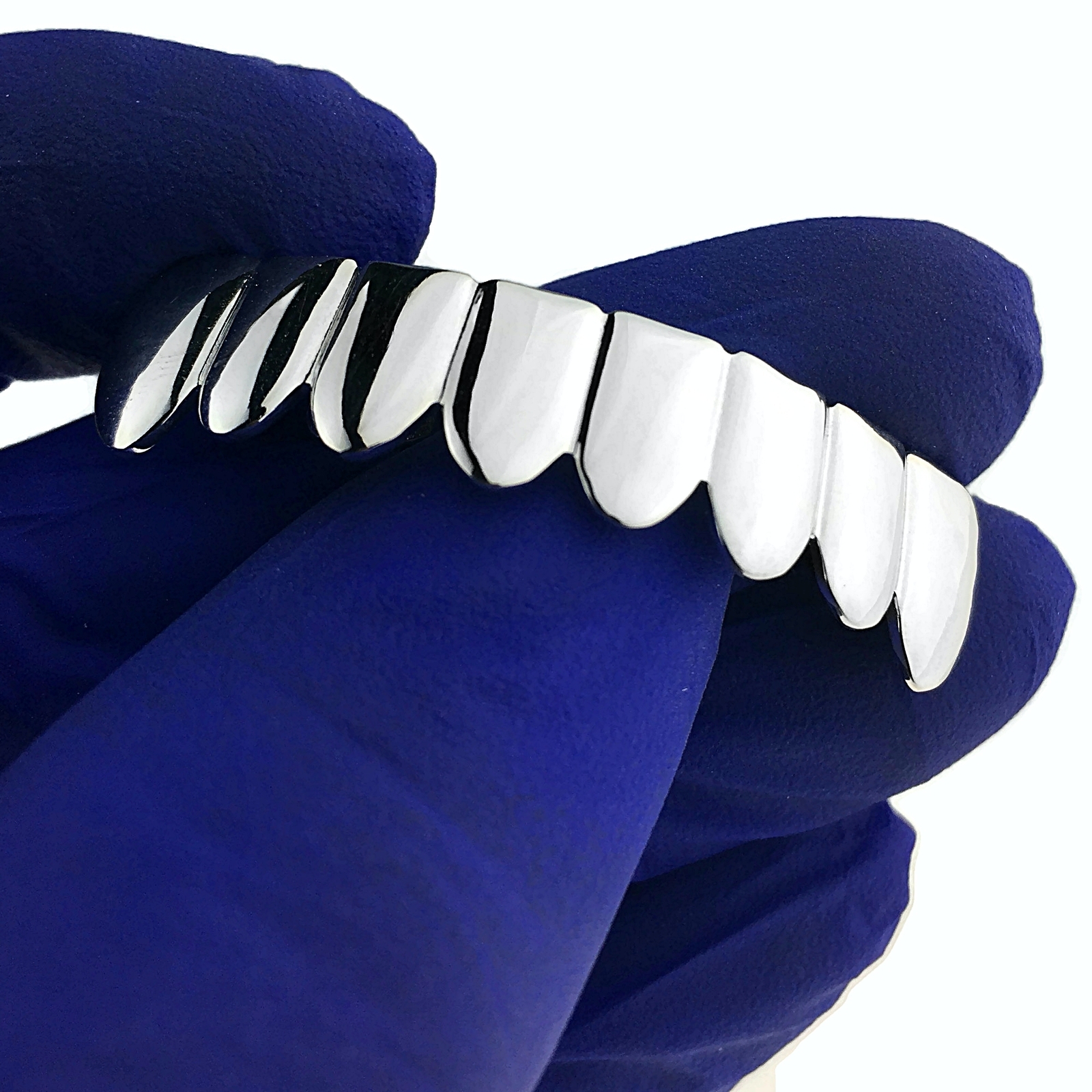 Solid Real 925 Sterling Silver Grillz 8 Bottom Teeth Eight Tooth Plain Grills