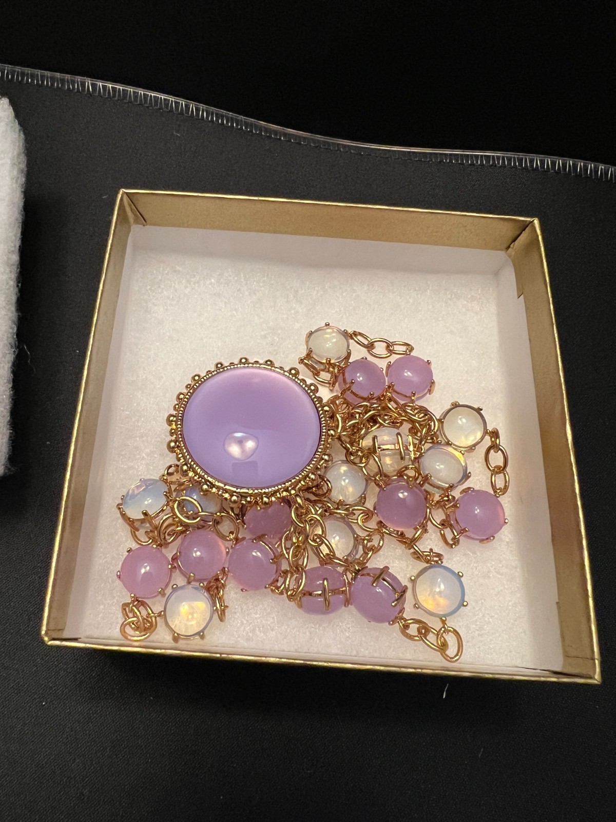 MMA Metropolitan Museum of Art Lavander glass cabochon Adjustable Necklace