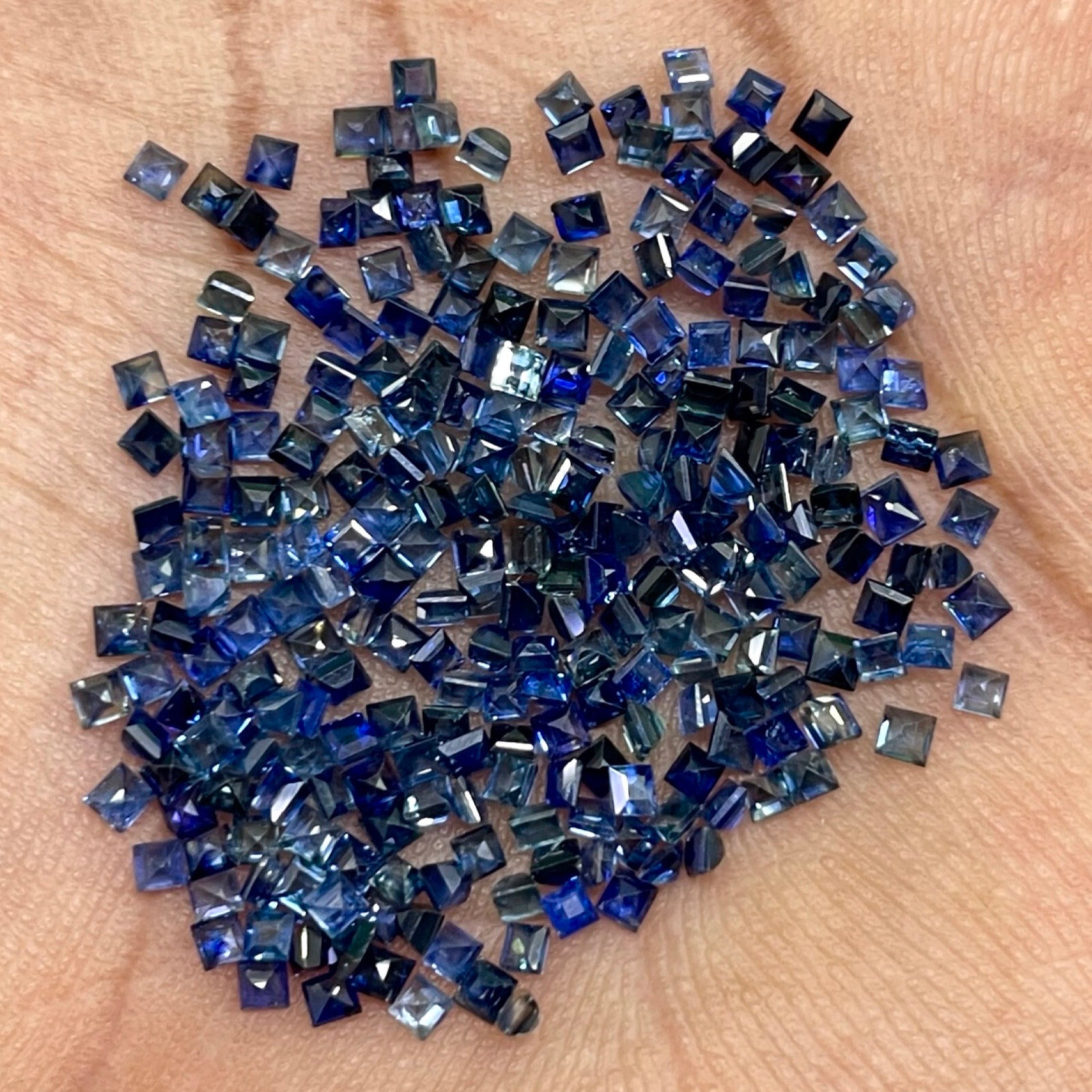 50 Pcs Natural Blue Sapphire 1.7mm Square Cut Loose Gemstones Lot Sri Lanka