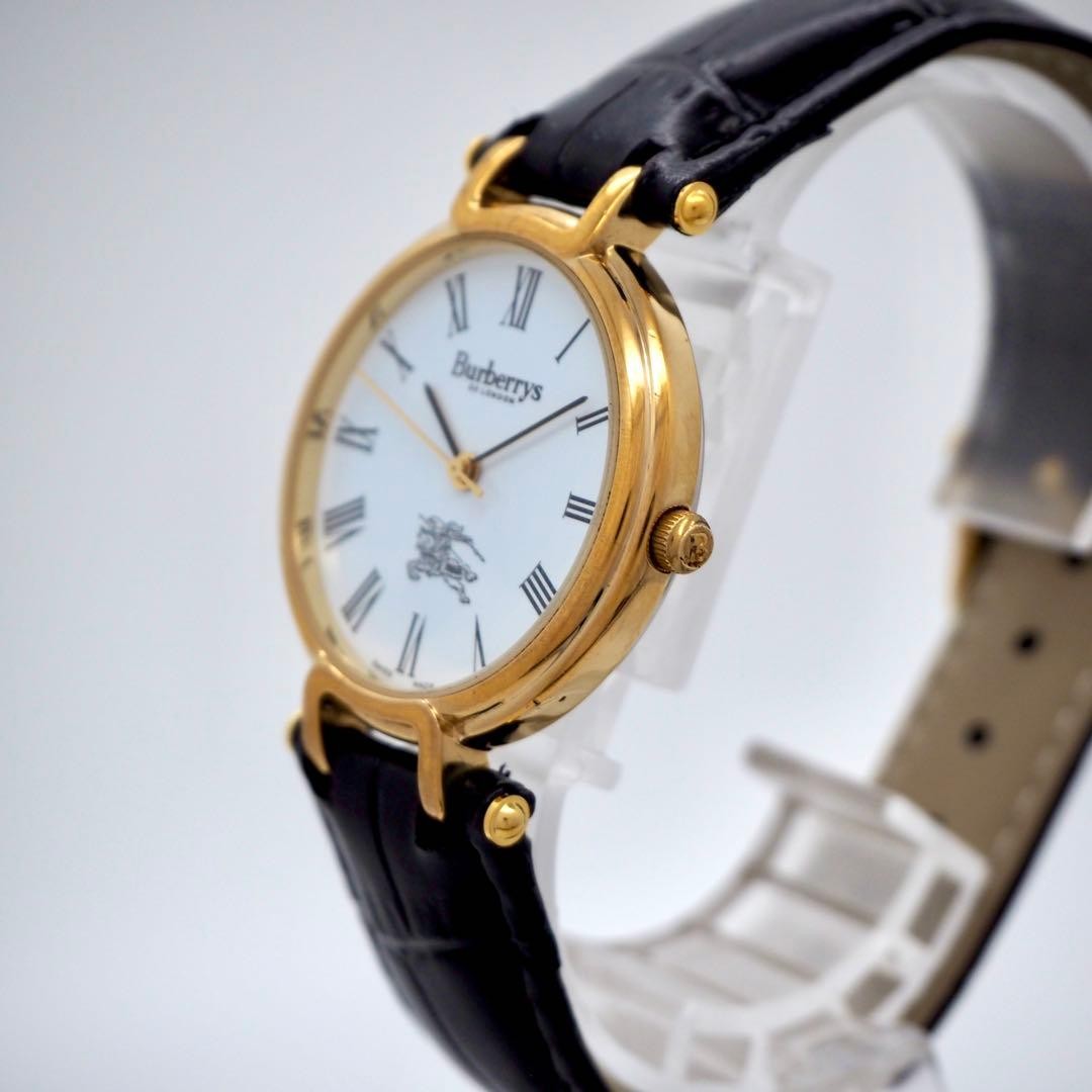 Burberry 3200 Men’s Quartz Watch Gold White Roman Dial Japan 0714639