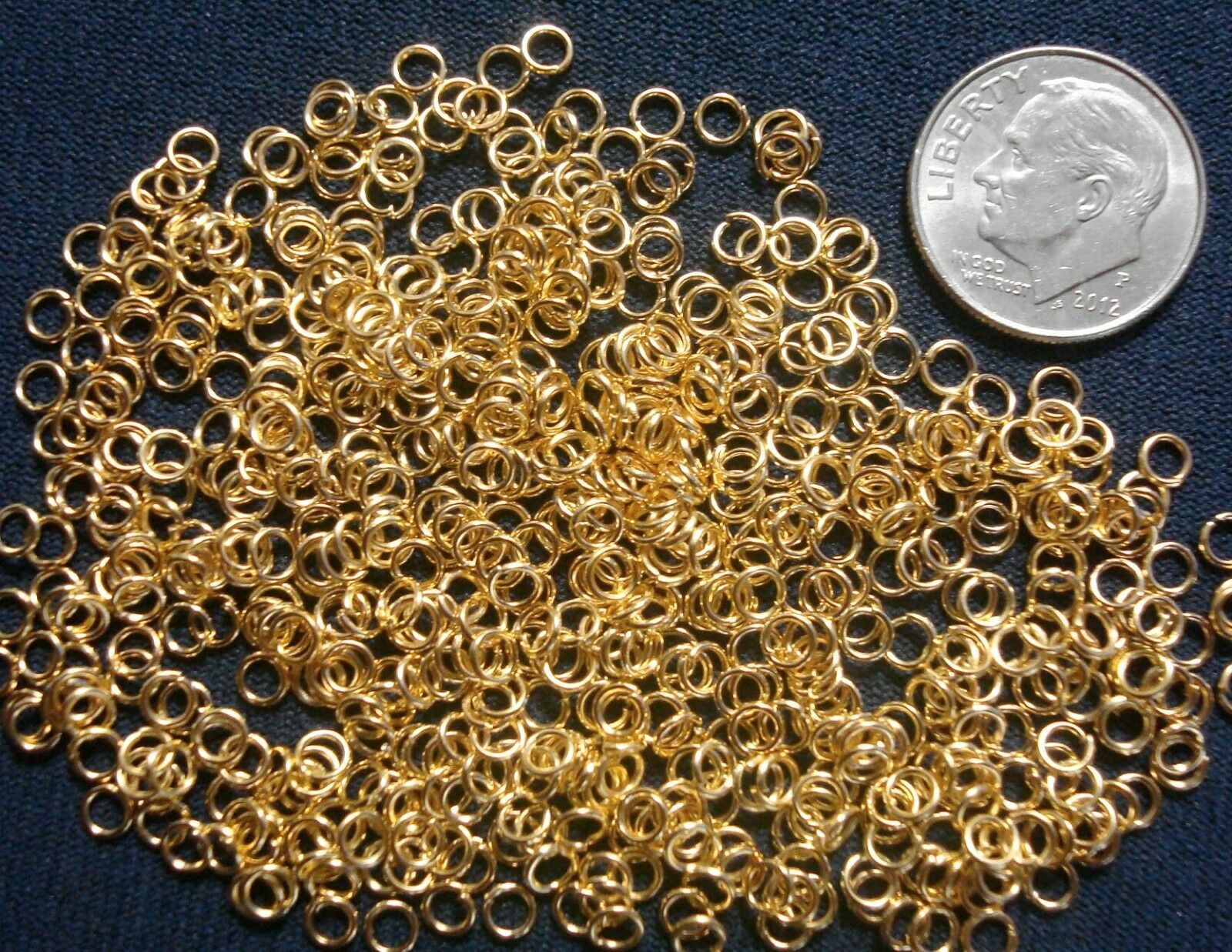 500 3mm Yellow gold plated steel open jump rings 22 gauge round wire FPJ003