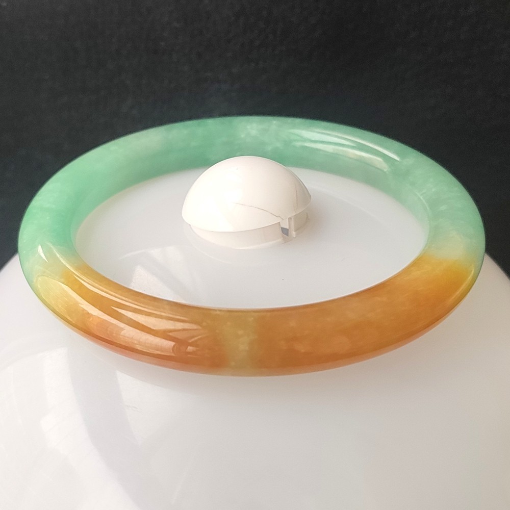 Certified Grade A Red Green 60-61mm Natural Burma Jade jadeite Bangle Bracelet