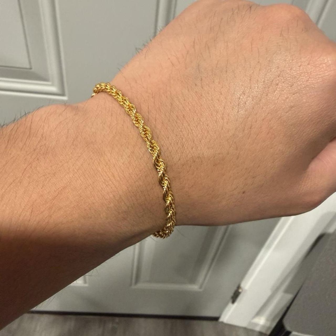 Gold plated rope chain bracelet 7.5 inch length Stainless steel gold plated