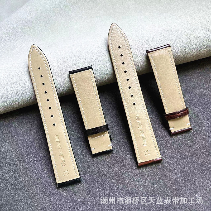 Cowhide Leather Watch Band Strap Butterfly Clasp Quick Release Bracelet 12-24mm