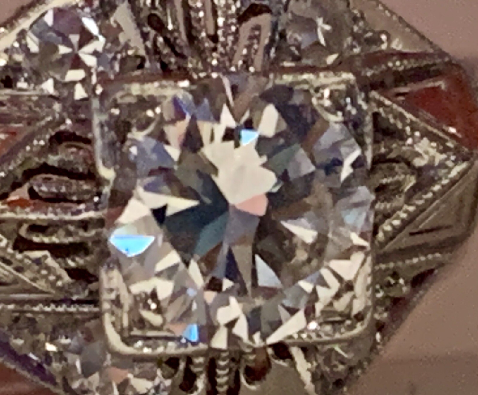 High End Vintage Solid Platinum 10% Iridium Diamond Ring! VS G-H Antique Estate