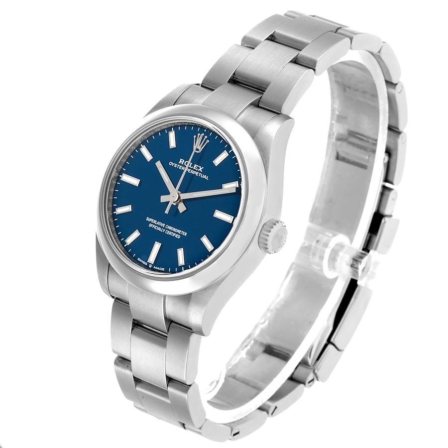 Rolex Oyster Perpetual 277200 Blue Baton Dial Oyster Steel 31mm Women’s Watch