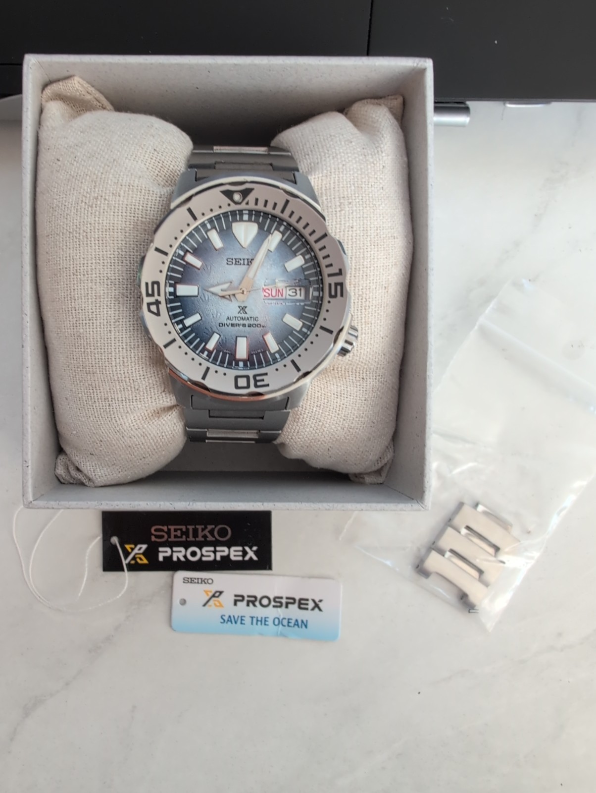 Seiko Prospex Frost Monster Save The Ocean SRPG57K1 4R36-11C0 Watch Blue Dial