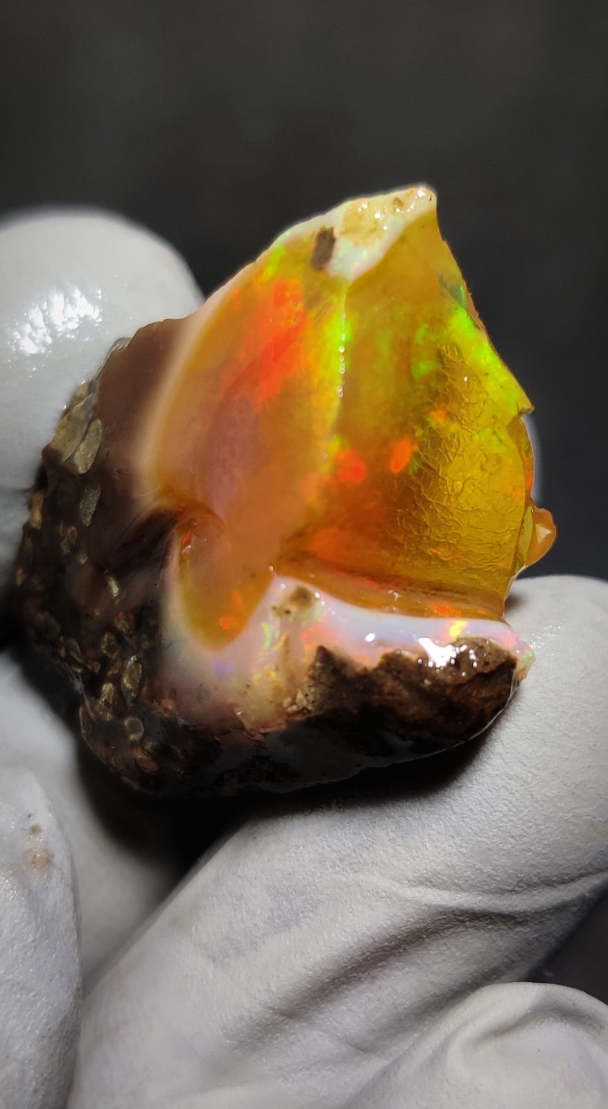 23ct natural ethiopian opal welo rough intense multi color play of fire gemstone