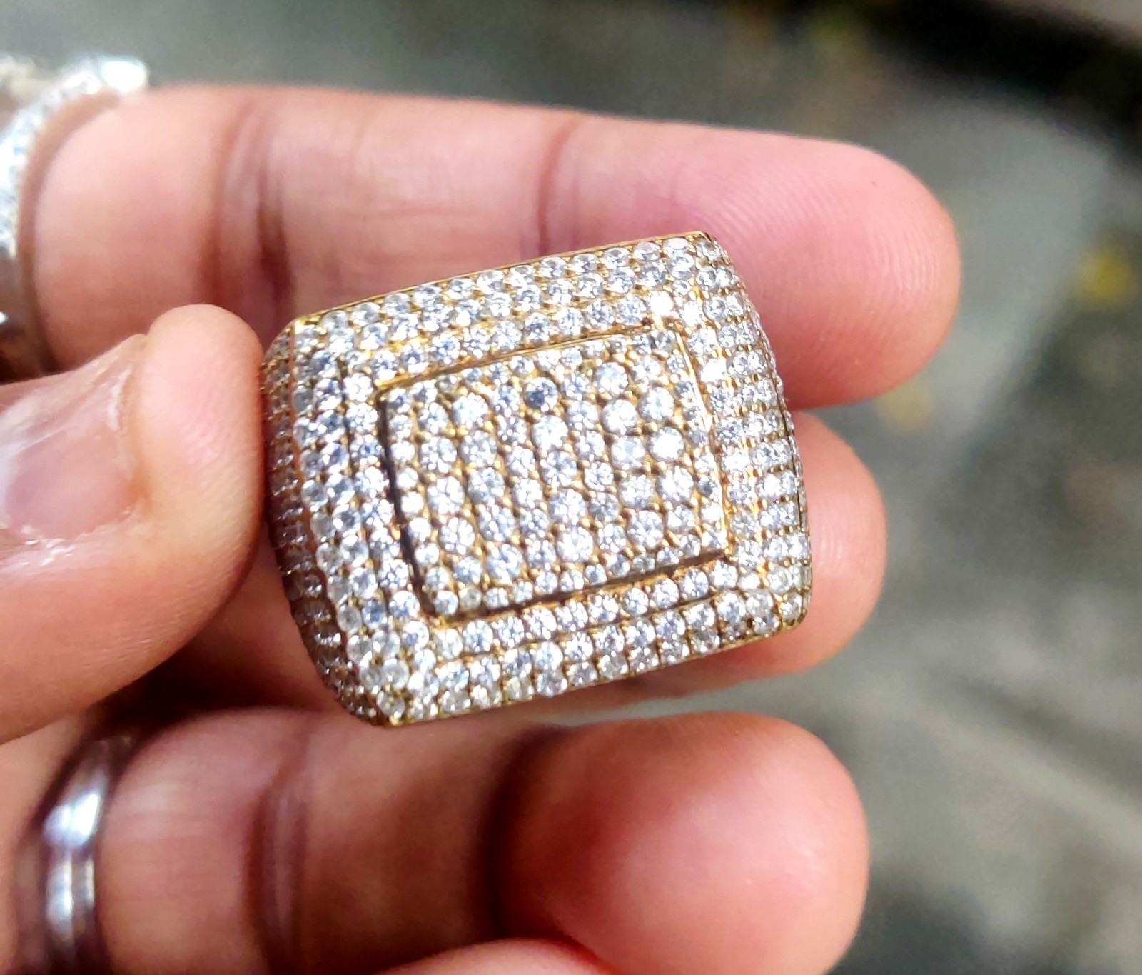 2.50Ct Lab-Created Diamond Cluster Men’s Engagement Ring 14K Yellow Gold Plated