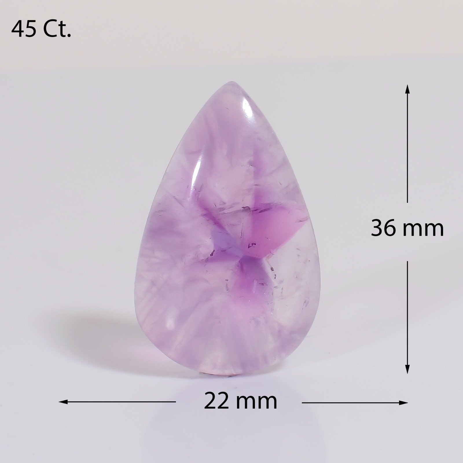 Genuine Trapiche Amethyst Pear 45Ct 36X22X6mm Purple Natural Loose Gemstone