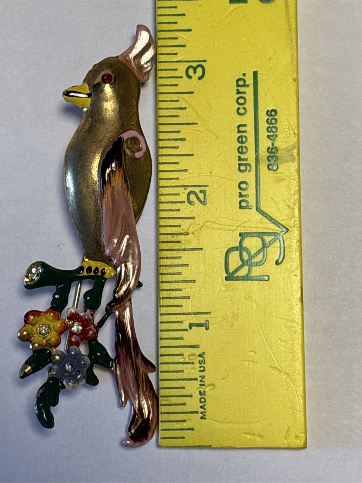 Vintage 1940s Coro Silver Tone Parrot Enamel Duette BroochPin Unsigned B6 READ