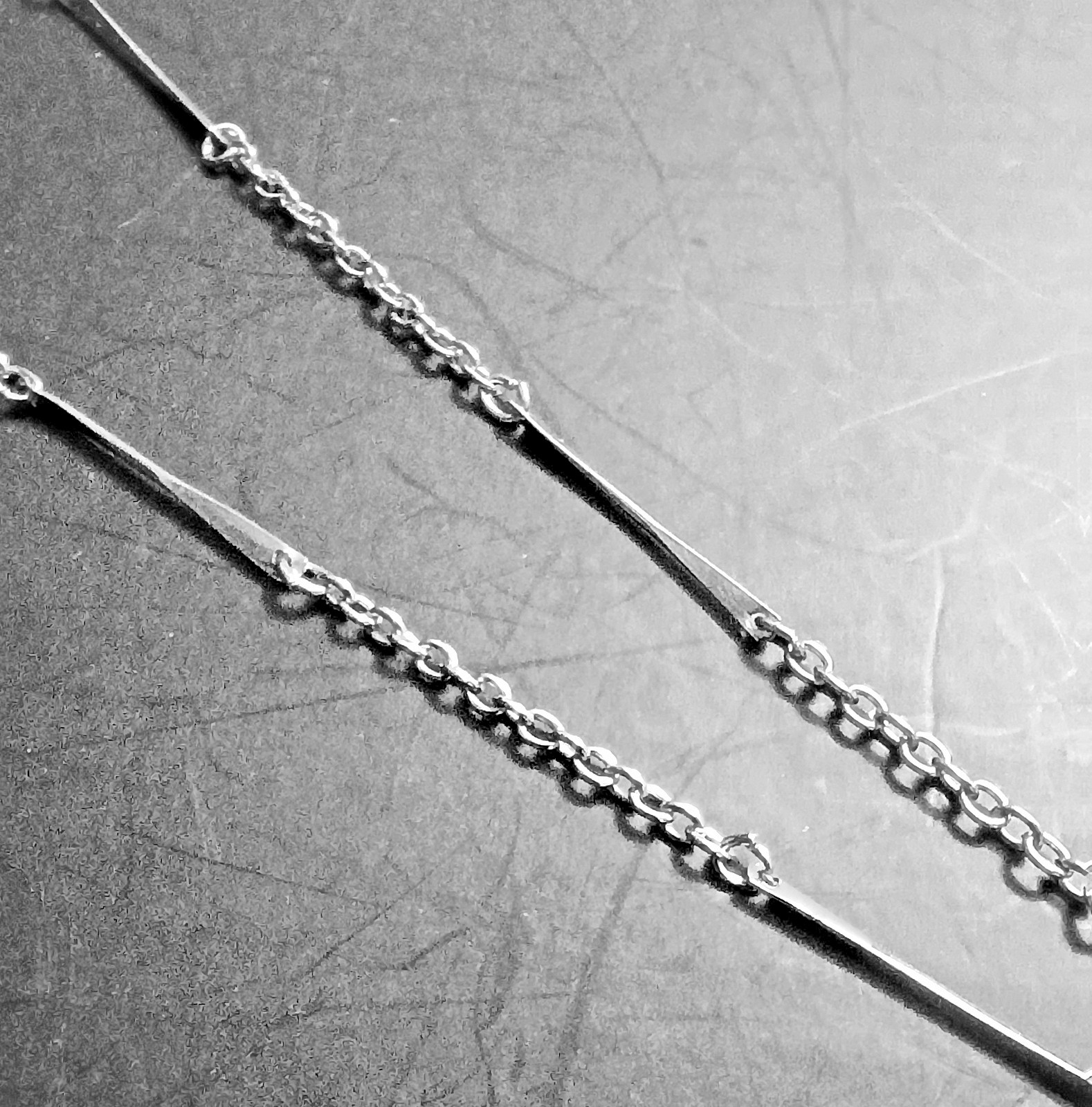 Circa 2015 Peace Sign Pendant on Vintage 70s, 19″ Stainless Steel Bar/Link Chain