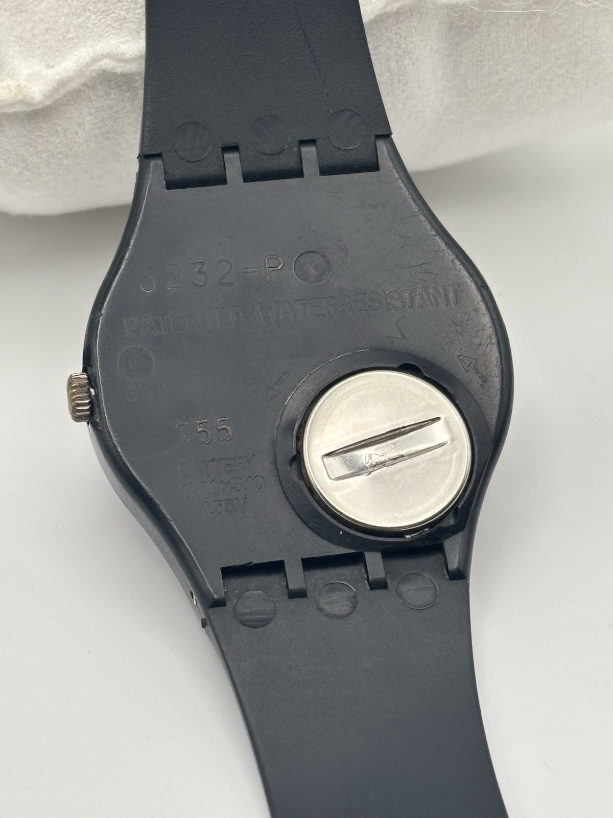 Vintage Swatch Lancelot Mens Watch 34mm Black Case GB110 Swiss New Battery