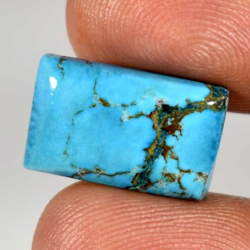 Natural Blue Turquoise Octagon Cabochon Gemstone 13.45Cts. 11mm. 19mm. 05mm.