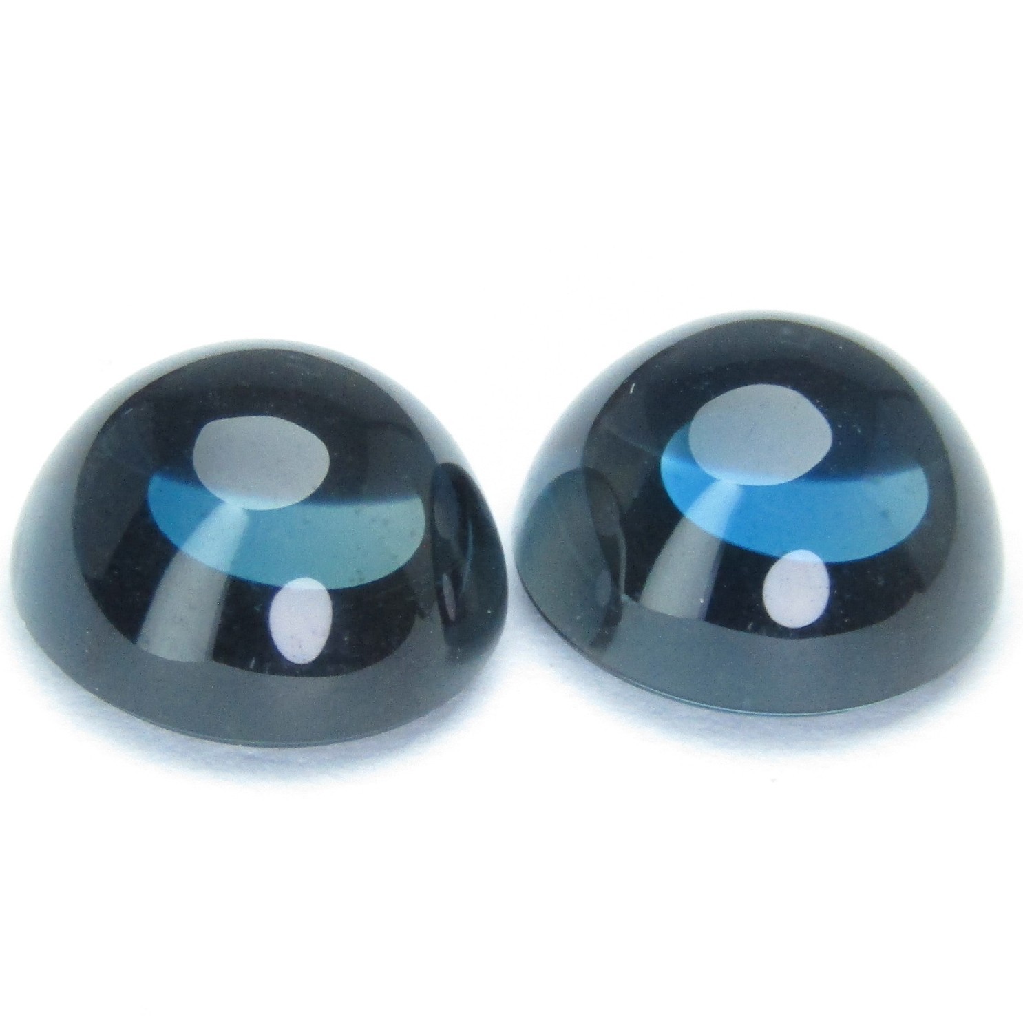 7.83Cts Fabulous Natural London Blue Topaz Cabochon Round Shape 9mm Pair Gems