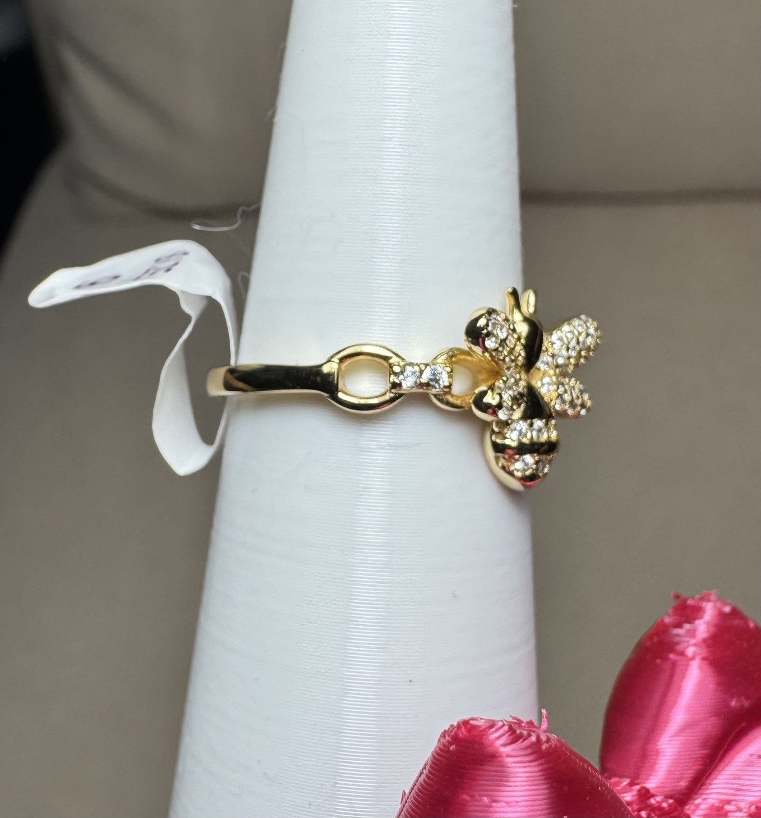 Bomb Party Vermeil Bee Size 9 “All Hail The Queen” .925 Sterling w/ 12K Gold