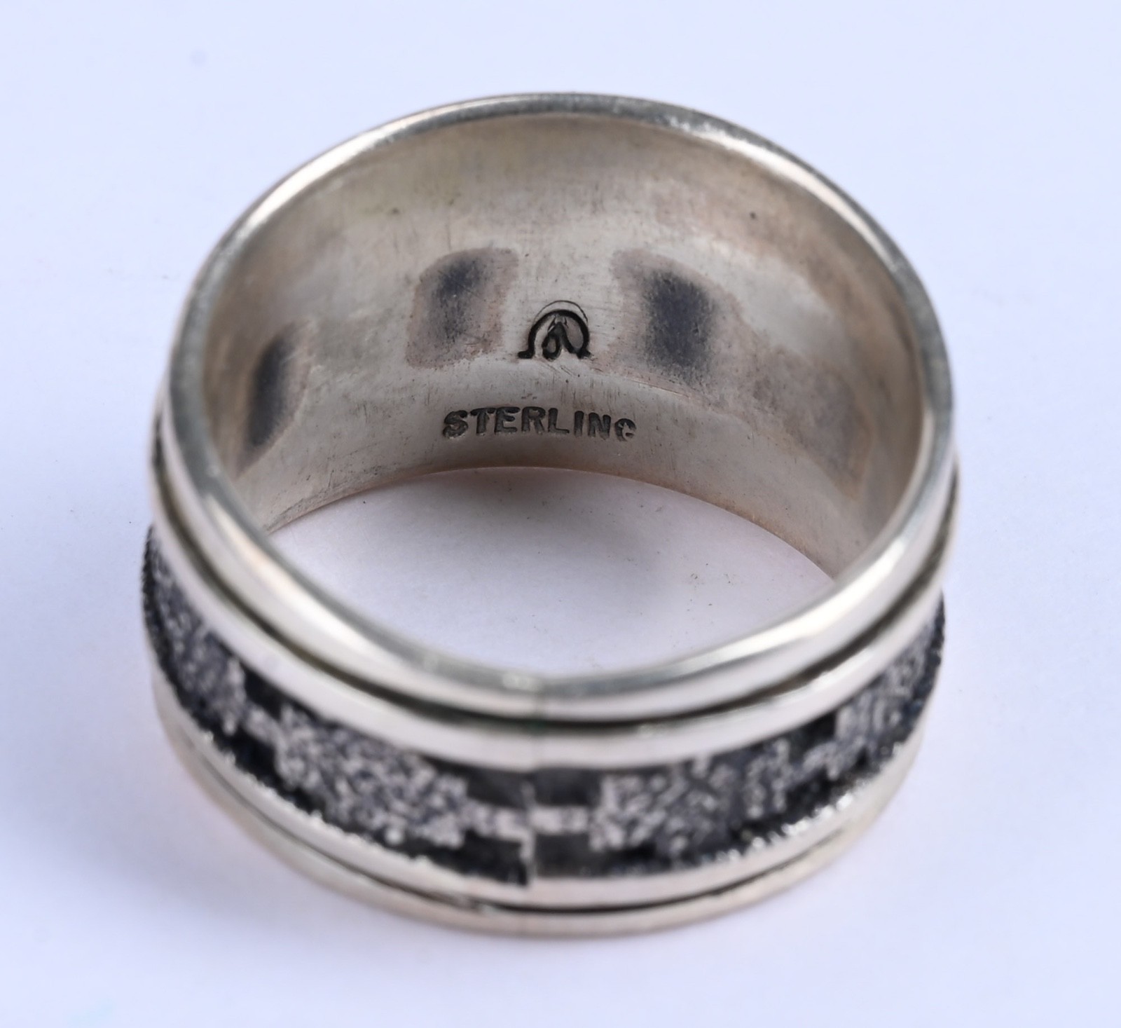 Southwest Sterling Silver Textured Wide Band Ring Size 7 7.83g