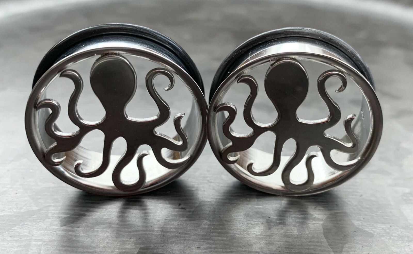 PAIR Octopus Surgical Steel Single Flare Tunnels Plugs Earlets Gauges 8mm-30mm