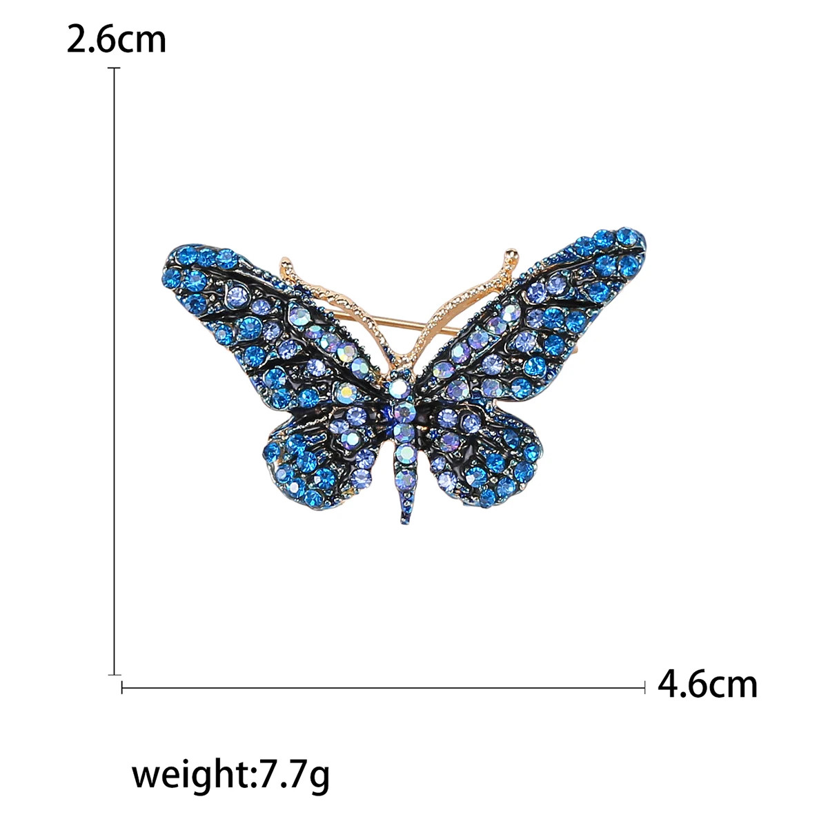 Metal Tone Rhinestone Butterfly Brooch Unisex Insect Wing Brooches Jewelry