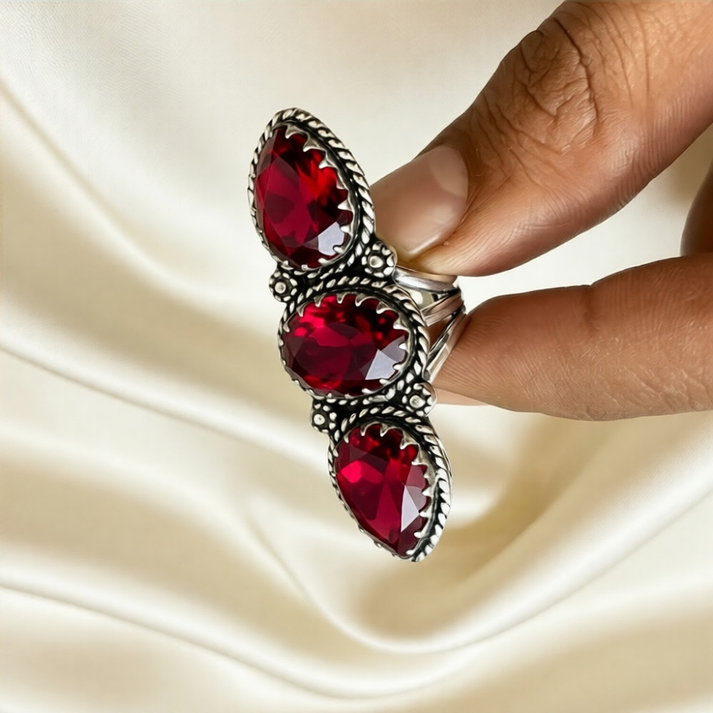 Mozambique Garnet Gemstone Handmade 925 Sterling Silver Jewelry Ring All Size