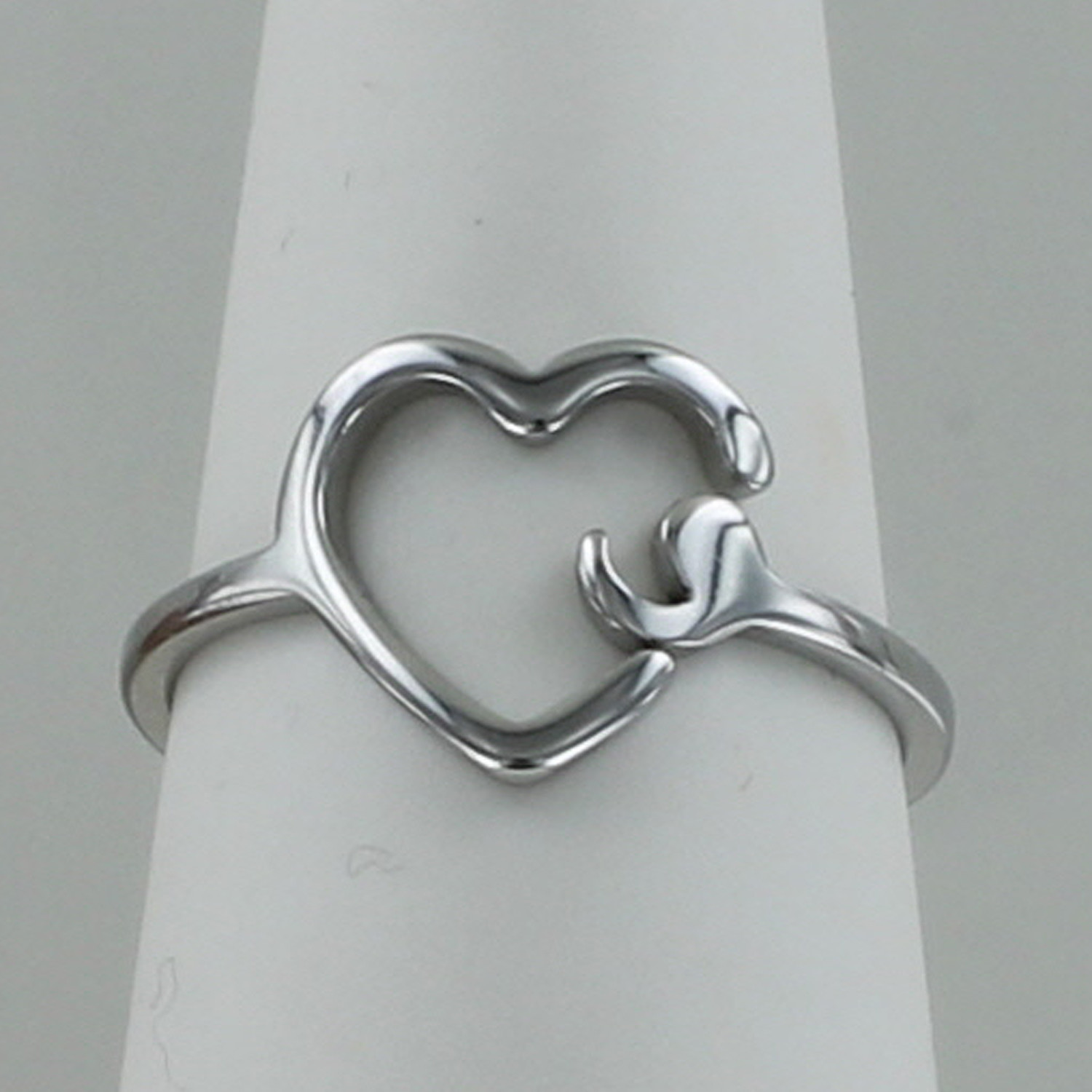 SEMICOLON HEART Ring – Stainless Steel Outline Mental Health Support Hope NEW