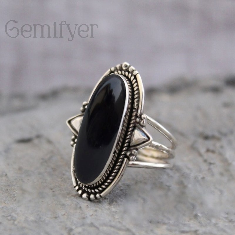 925 Sterling Solid Silver Women Ring Natural Gemstone Ring All Size