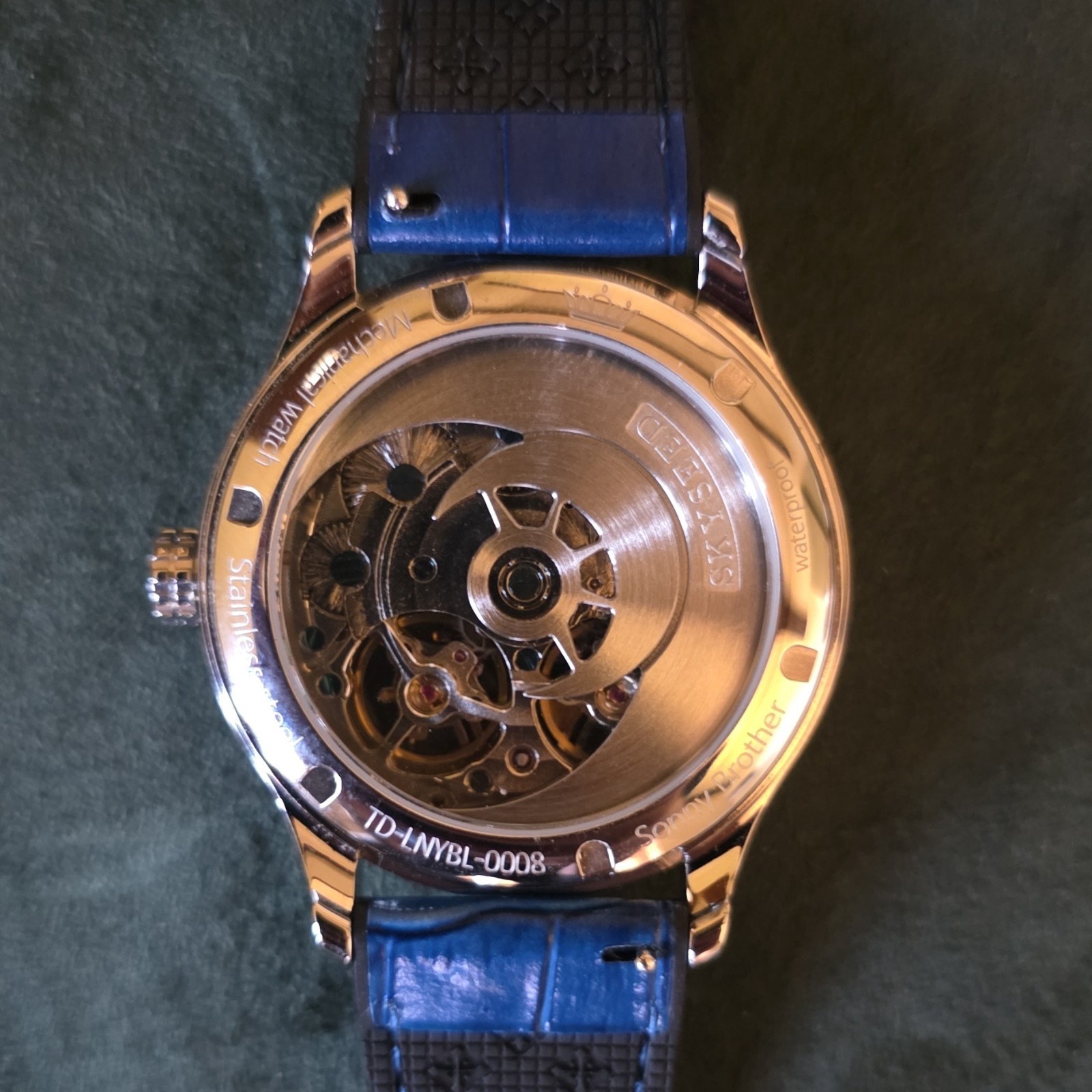 SKYSEED Celestial Blue Starry Dial Automatic Luxury Watch Blue Leather Strap