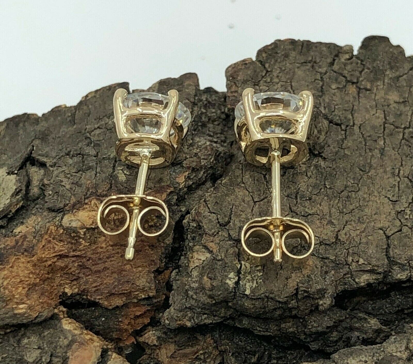 2.0Ct Round Lab Created Diamond Solitaire Stud Earrings 14K Yellow Gold Plated