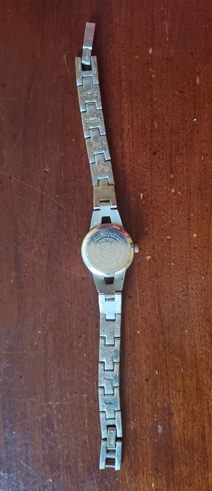 PANAMA JACK ‘Surf Girl’ Watch Vntg – Blue Flowers, Silver Link Band – Not Tested