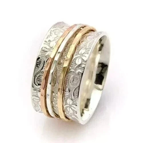 925 Sterling Silver Brass Copper, Solid Silver, Band Ring, Unisex, Spinner Ring