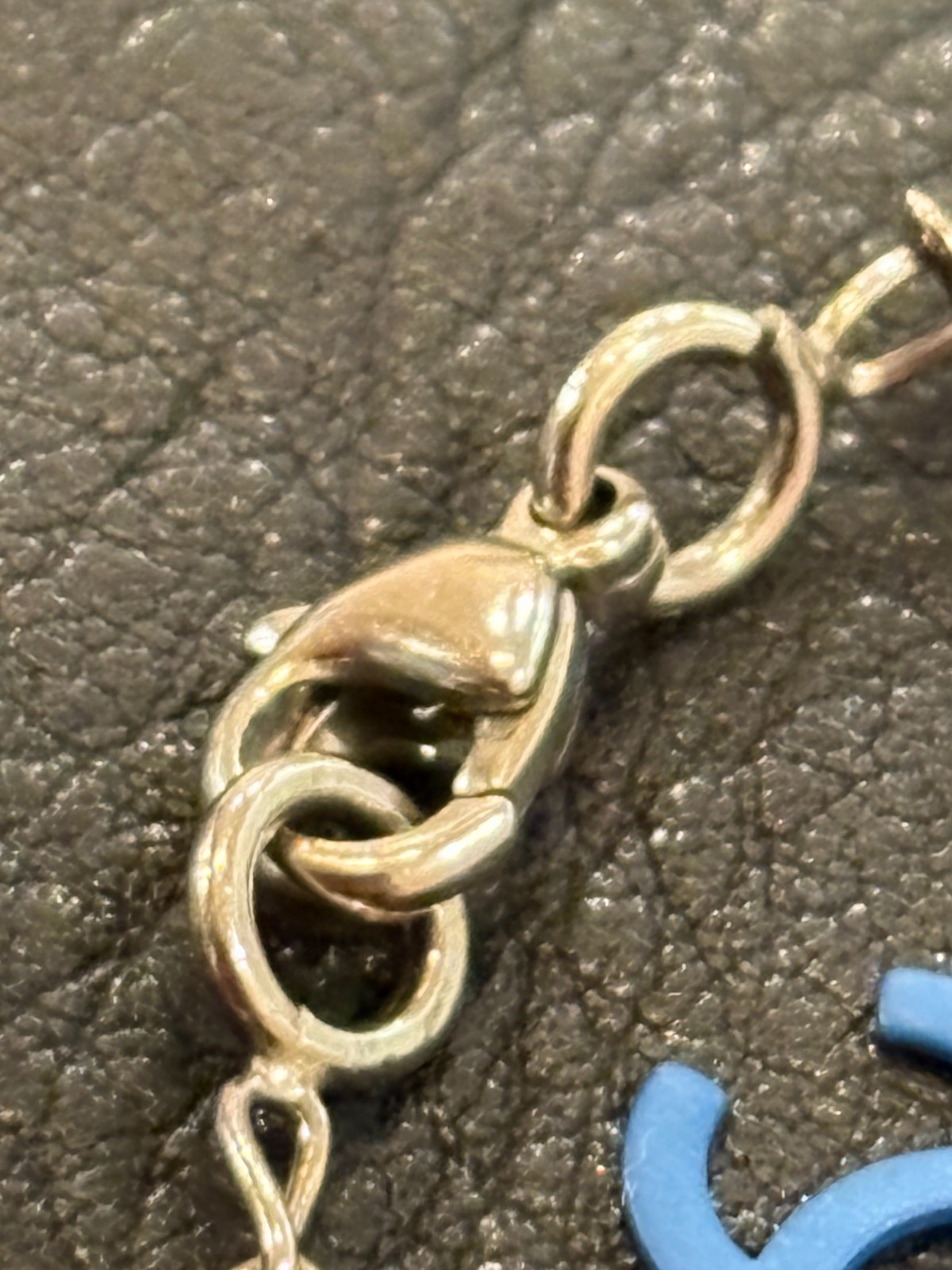 CHANEL Necklace Pendant choker Coco Mark CC Logo Auth Silver kenjp Blue Pink