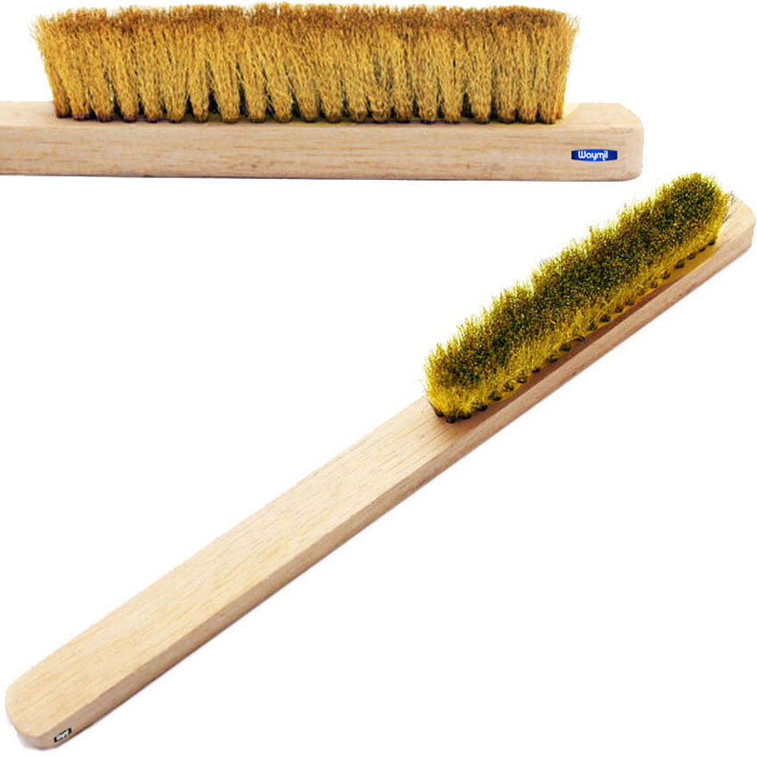 Brass Hand Brush Crimped Wire Wood Handle 8-1/2″ Cleaning Polishing Jewelry