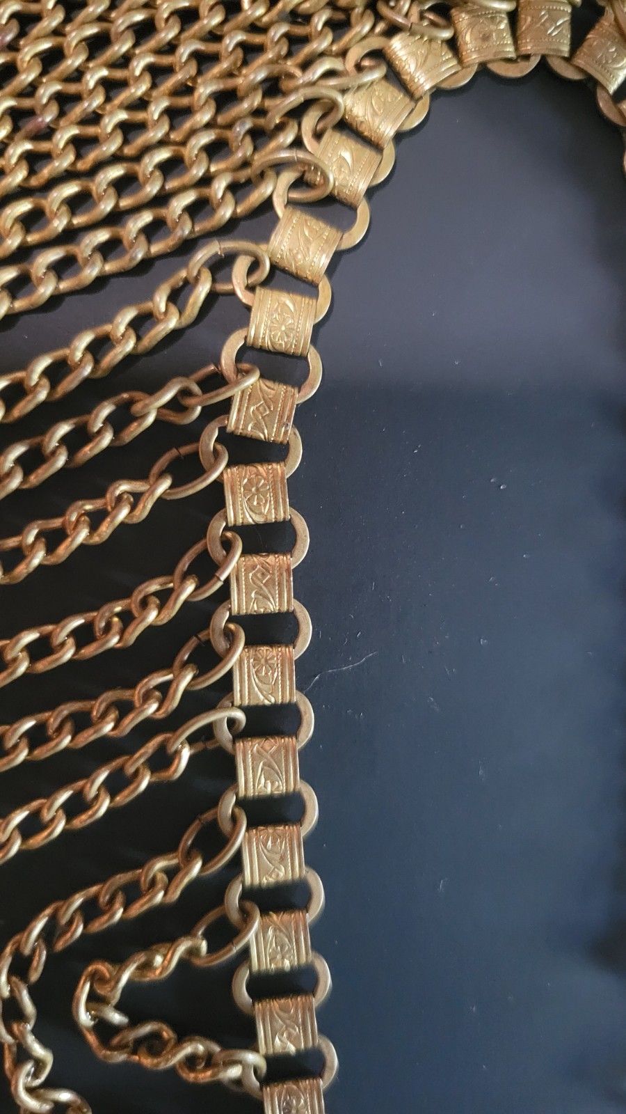 Gold Tone Multi-Strand Curb Chain Statement Necklace, Metal, Spring Ring Clasp