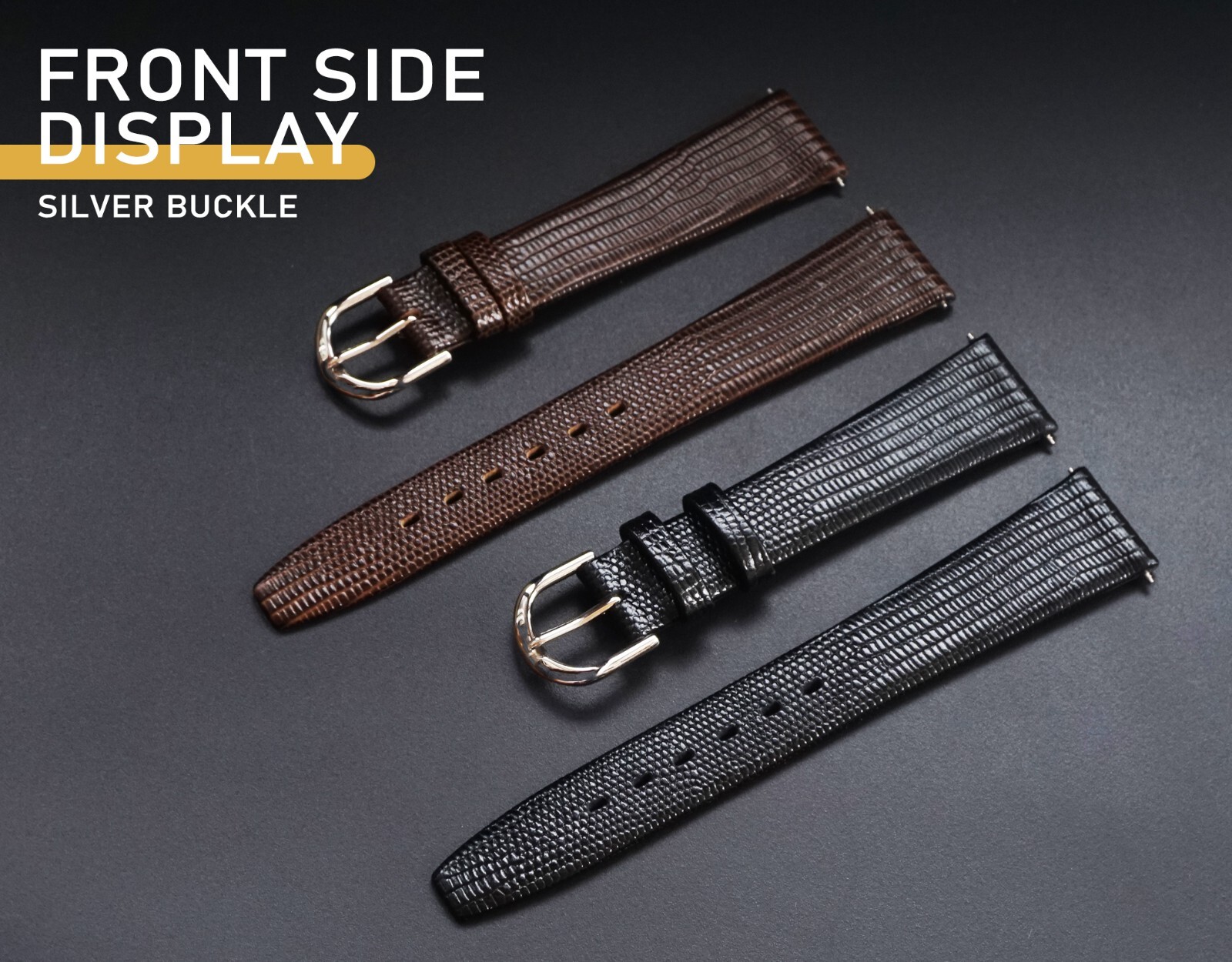 12 14 16mm 17mm 18mm 19mm 20mm Watch Band Strap Lizard Calf Leather Black Brown