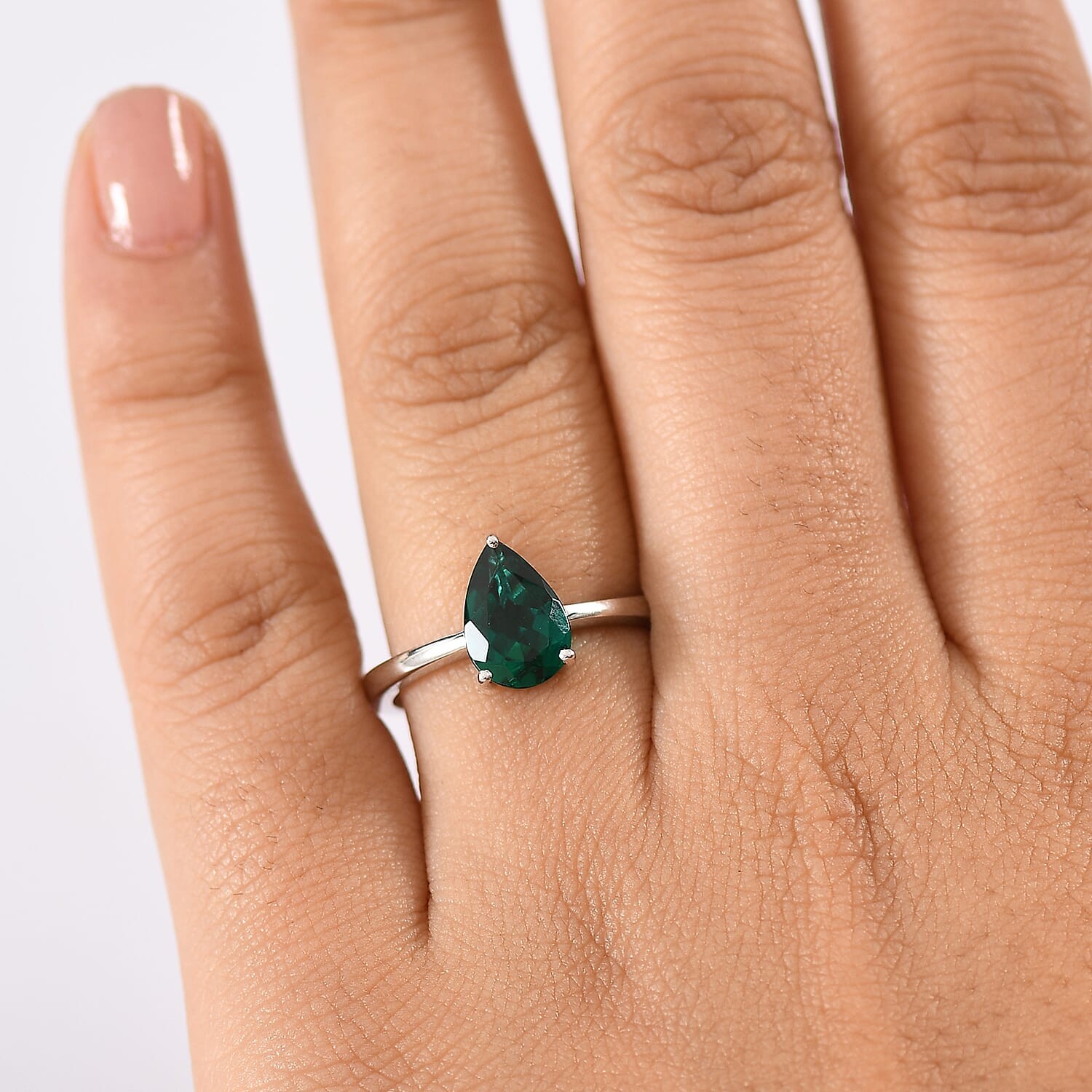 AAA Lab Grown Emerald 1.65 ctw Solitaire Ring in 10K White Gold Size 9.0