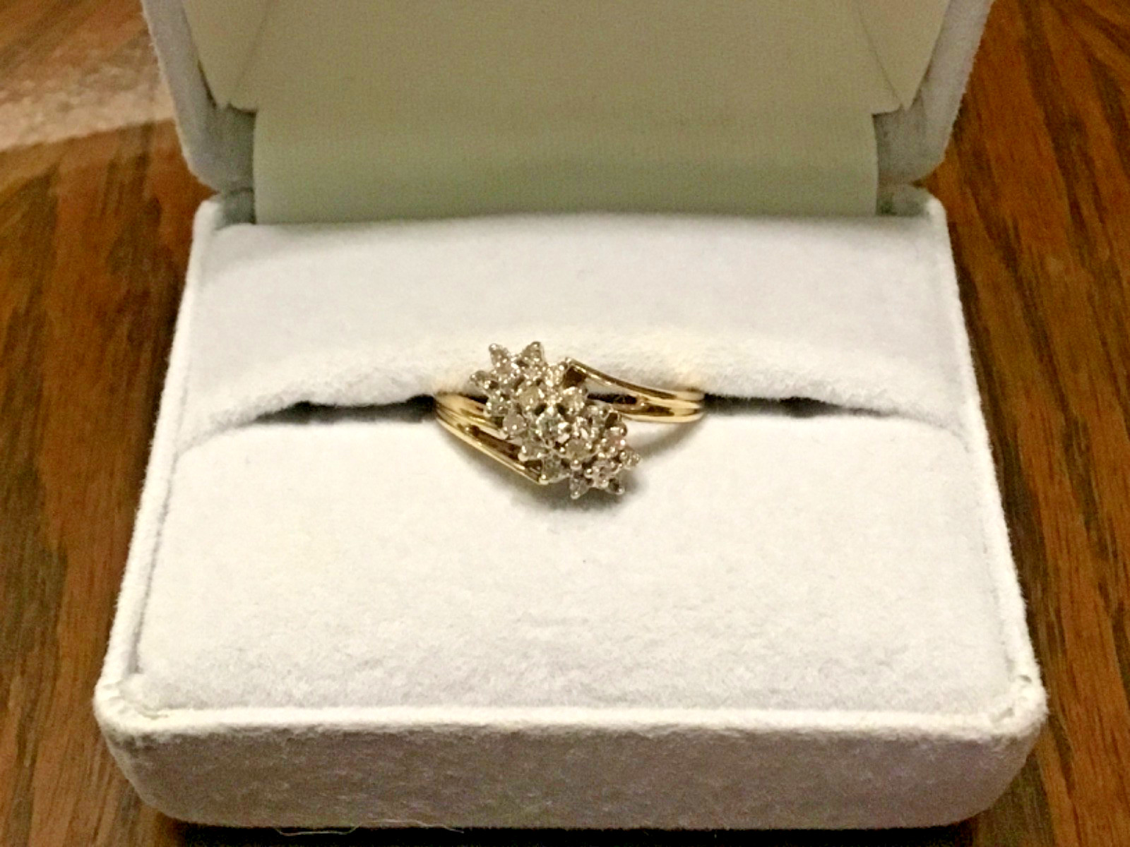 Vintage 14k P Yellow Gold Diamond Waterfall Bypass Cocktail Ring sz 6.25 2.9g
