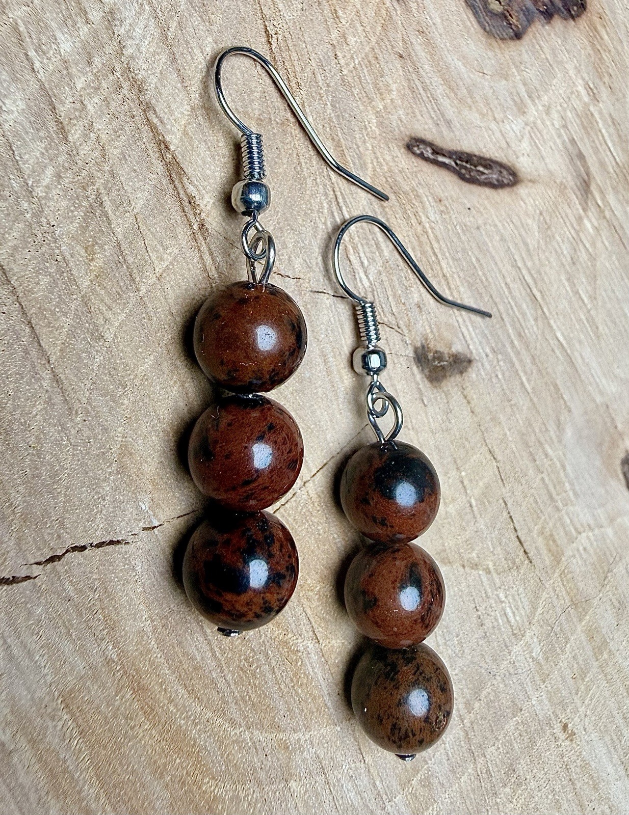 Mahogany Obsidian Gemstone Handmade Drop Dangle Earrings