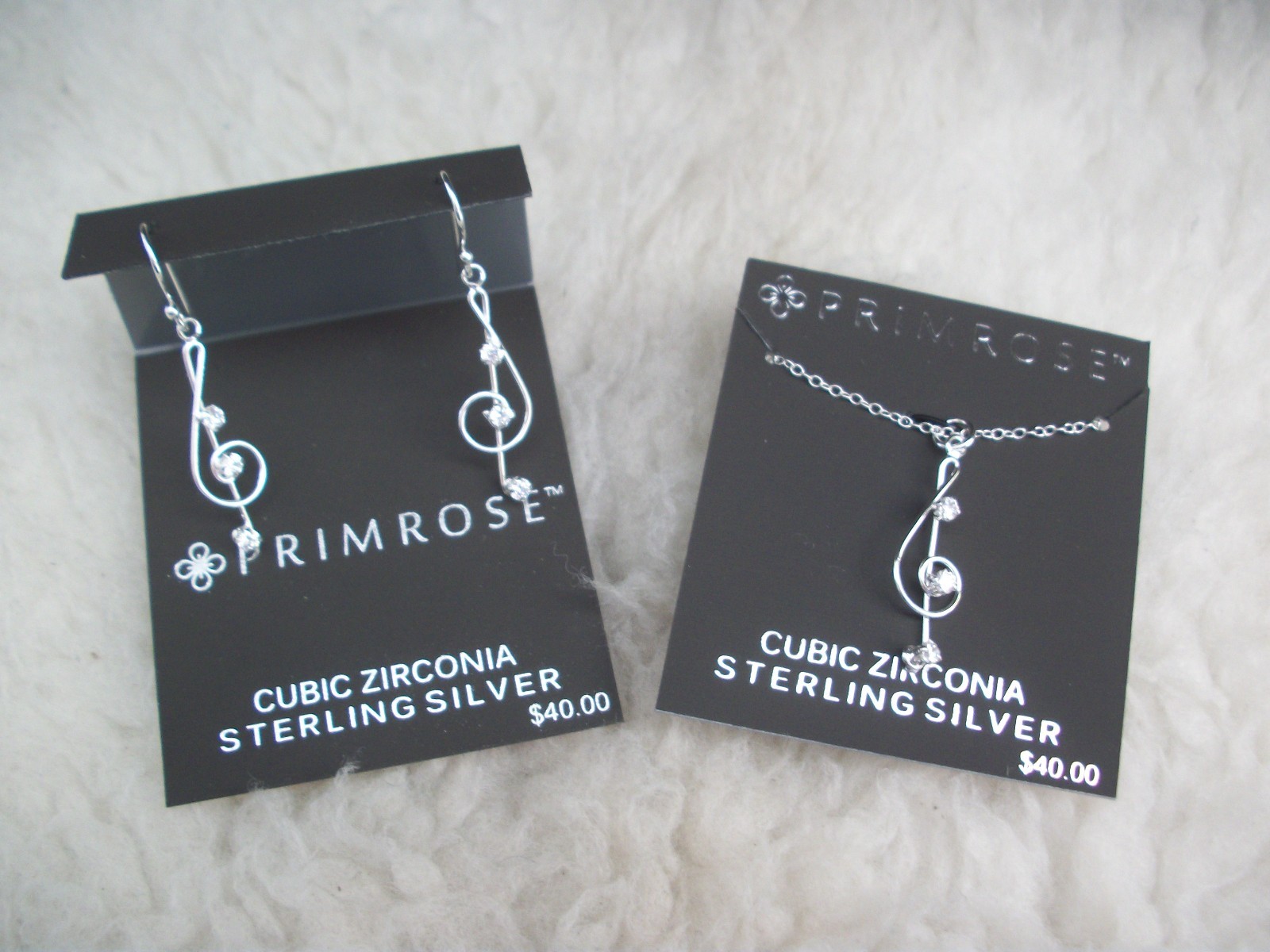 G Clef Pendant Sterling Silver Necklace Plus Pierced Earrings Set Music Note New