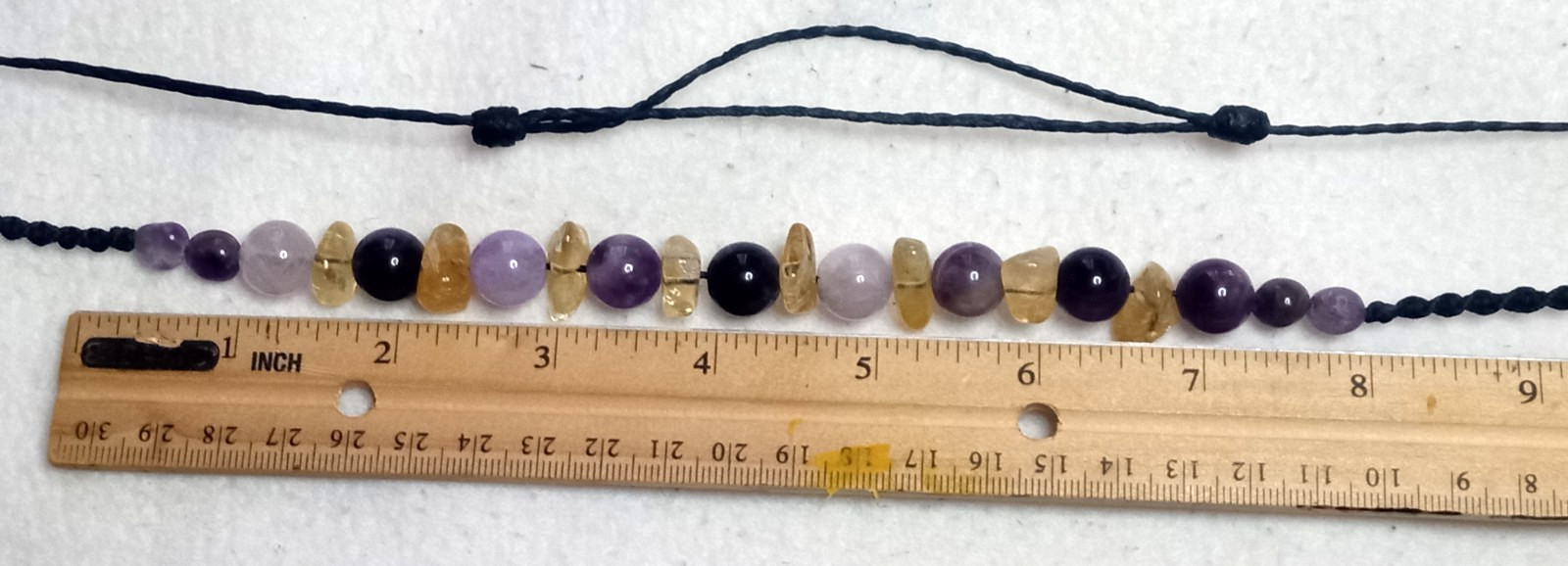 Genuine Citrine big chips and Amethyst handmade and adjustable necklace.