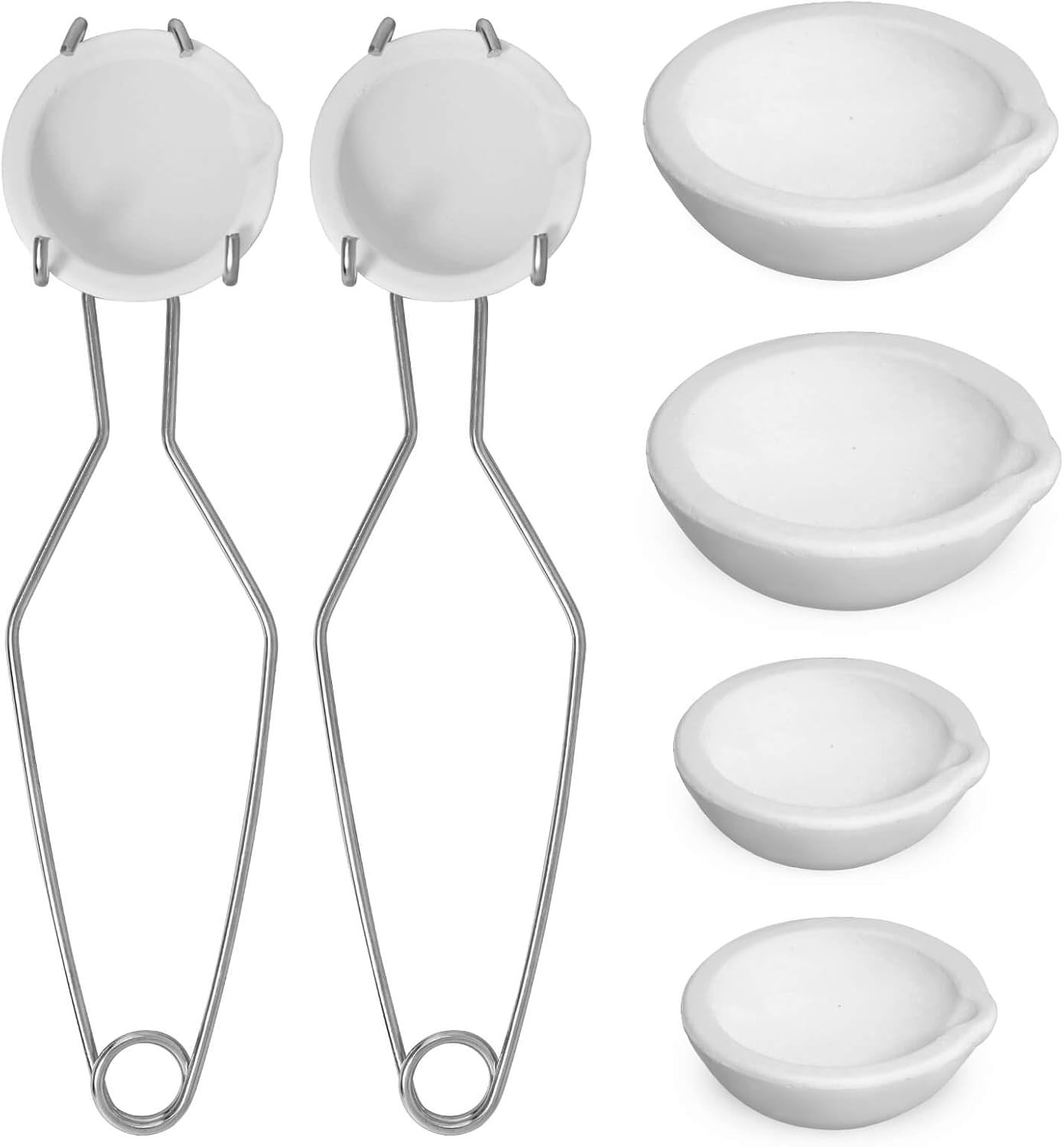 8 Crucibles For Melting Metal Kit Gold Silver Copper Ceramic Quartz With Handles
