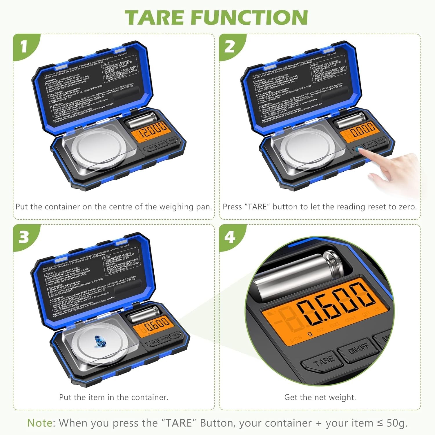Digital Pocket Scale, 50g 0.001g Professional Milligram Scale, Portable Sized