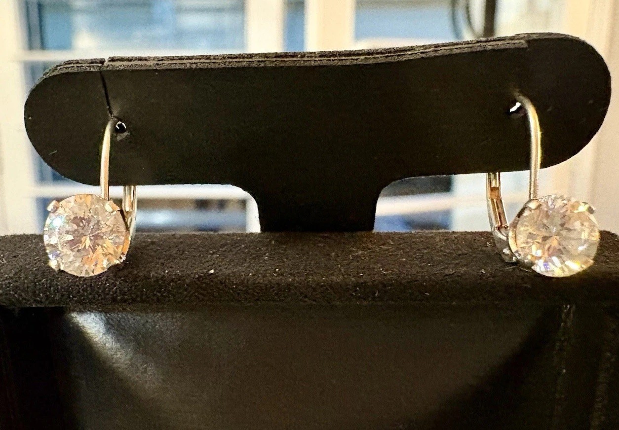 Diamonique DQ 6mm CZ Leverback Earrings Sterling Silver (approximately 1 Carat)
