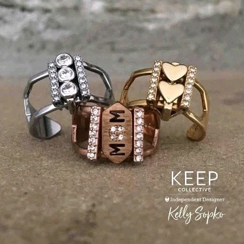 KEEP Collective GOLD RING Size M/L 7-9 Adjustable Charm Key Keeper NEW