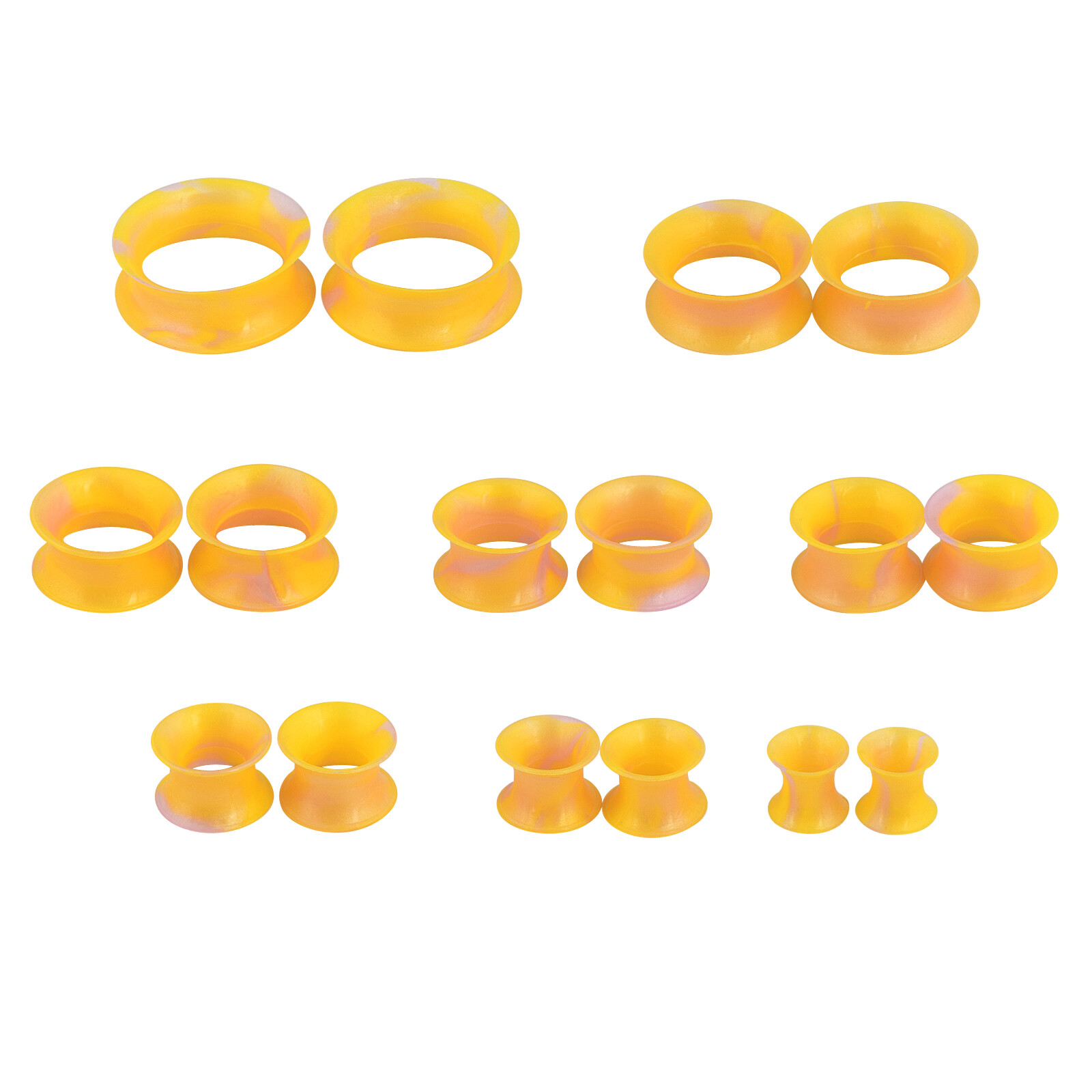 Pair of Silicone Ear Gauges-Thin Earskins Flexible Flesh Tunnels-Soft Ear Plugs