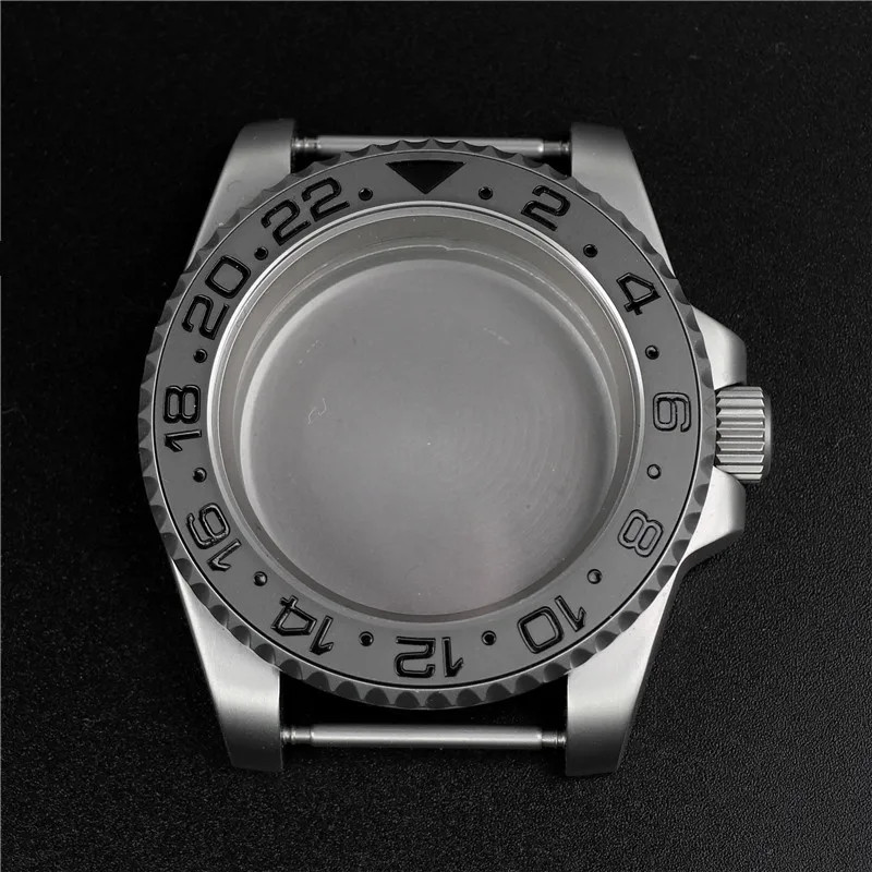 40mm Brushed Watch Case Sapphire Crystal GMT Bezel NH35 NH36 28.5mm Dial