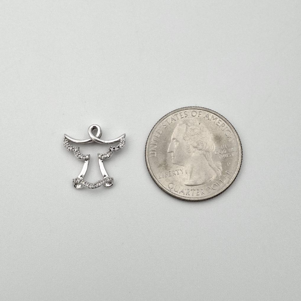 925 Sterling Silver Round Diamond Accent Angel Outline Silhouette Slide Pendant