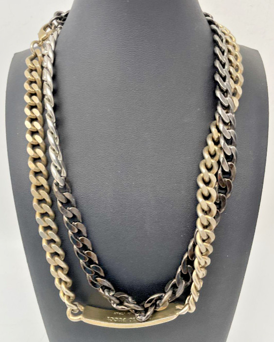 Emilio Pucci Cuban Link Chain Necklace Italy Y2K Gold Silver Color Designer Chic