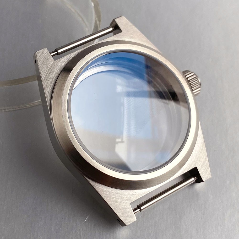 New 38mm AR Sapphire 20ATM Brushed Steel Watch Case Fit NH35 ETA2824 Miyota 8215