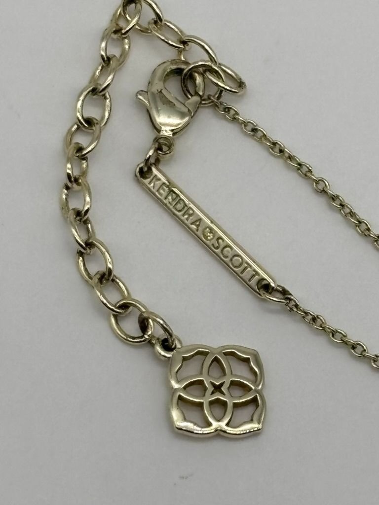 Kendra Scott Ari Heart Necklace 14K Yellow Gold On Brass Iridescent Drusy Signed