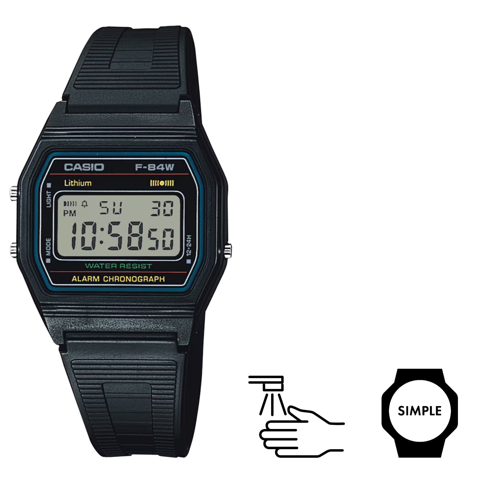 Casio F-84W-1QJH Digital Watch Classic Retro Lightweight Black Japan New